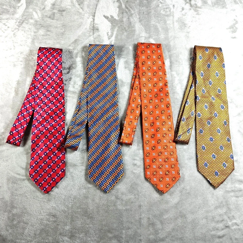 Vintage Robert Talbott Tie Lot of 4 Men Geometric Striped 70s Best Of Class